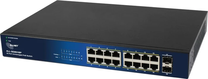 Allnet SG80 Rackmount Gigabit Switch, 16x RJ-45, 2x SFP, 240W PoE+