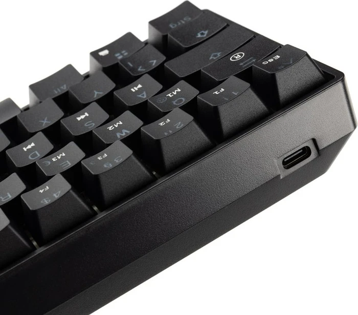 HK Gaming GK61, 60% Layout, LEDs RGB, Black, schwarz, Gateron Optical BLUE, USB, DE