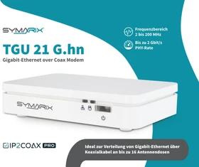 Symarix TGU 21, Ethernet over Coax, F-Buchse/Koaxial G.hn, 2x RJ-45