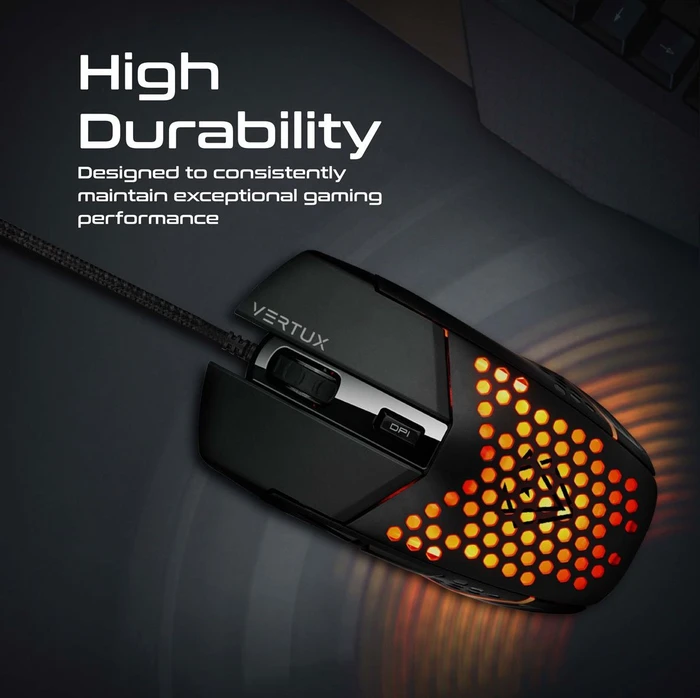 Vertux Katana Hex-Shell RGB Gaming Mouse, schwarz, USB