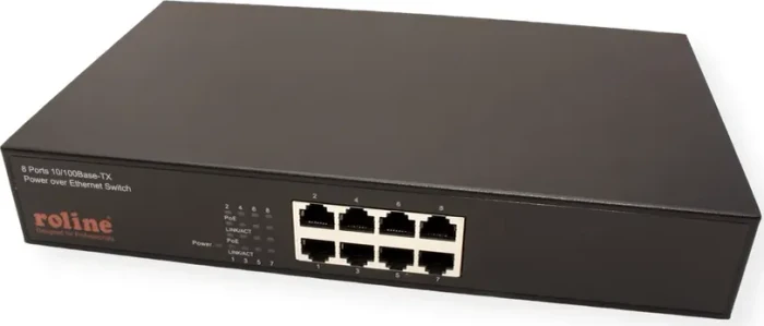 Roline Rackmount Switch, 8x RJ-45, 130W PoE