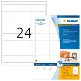 Herma Adressetiketten Inkjet, 66x33.8mm, weiß, matt, 100 Blatt (2400 Etiketten)