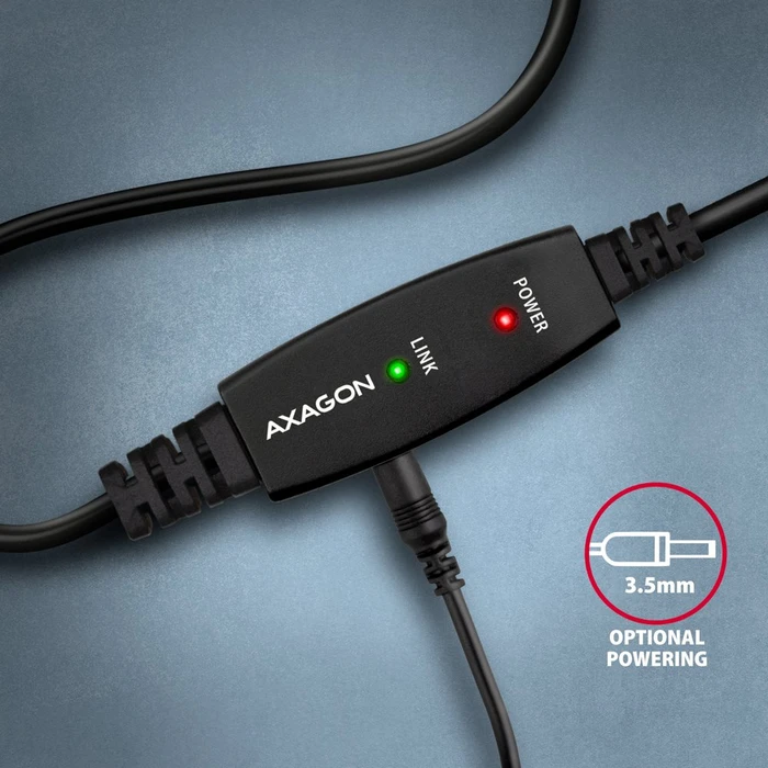 Axagon USB Adapterkabel, USB 2.0, 480Mb/s, USB-A 2.0 [Stecker] auf USB-B 2.0 [Stecker], aktiv, Adapterkabel, 10m