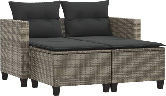 vidaXL Gartensofa 2-Sitzer mit Hockern