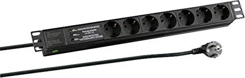 EFB Elektronik 19" Rackmount Aluminium Steckdosenleiste, 1HE, 7-fach, 250V, schwarz, 2m