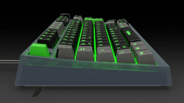 nerdytec Cykey QMK/VIA Gaming Keyboard, 75%, schwarz/transluzent, LEDs RGB, hot-swap, Gateron G Pro 3.0 YELLOW, USB, DE