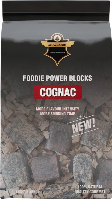 Mr. Barrel BBQ Foodie Power Block Cognac Räucherholz, 5kg