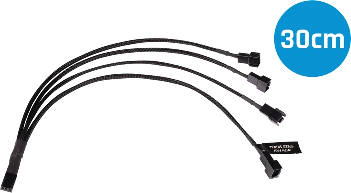Alphacool 3-Pin auf 4x 3-Pin Verteiler, sleeved, 30cm, schwarz