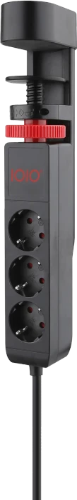 Olympia IOIO SL 3000 Steckdosenleiste mit integrierter Tischhalterung, 3-fach, 1x USB-C/2x USB-A, 1.5m, schwarz/rot