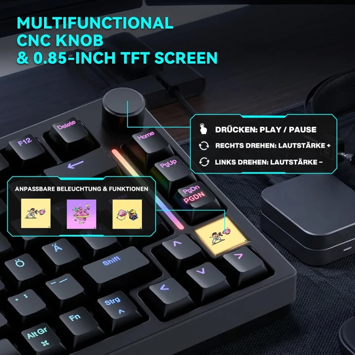 Gamakay TK75 TMR Mechanical Keyboard, White, Phoenix V3 linear, USB/Bluetooth, DE