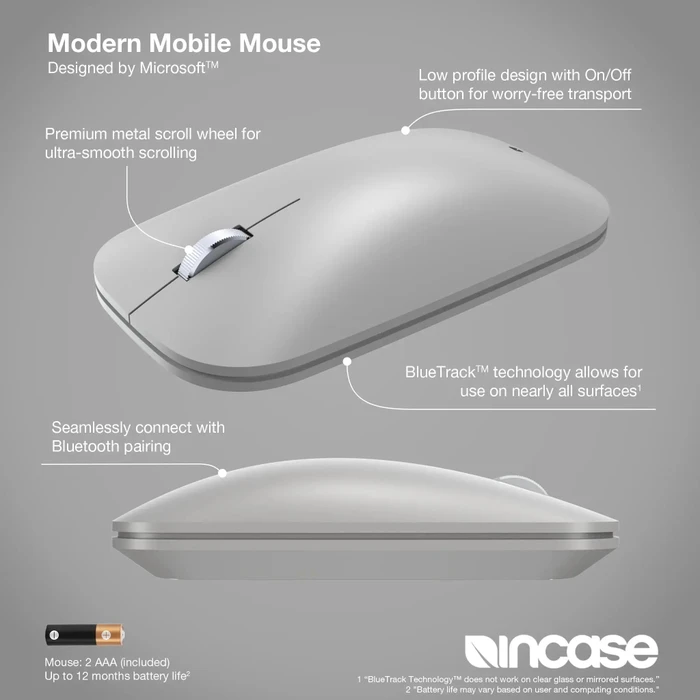 Incase Modern Mobile Mouse Platinum, Bluetooth