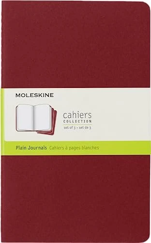 Moleskine Cahier Notizheft, 130x210mm, glatt, fester Einband Large, rot, 40 Blatt, 3er-Pack