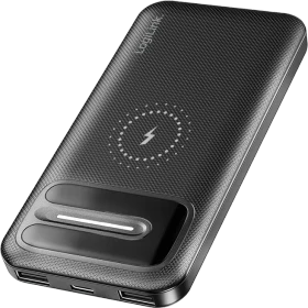 LogiLink Powerbank 10000mAh kabellos 2x USB-A 1x USB-C schwarz