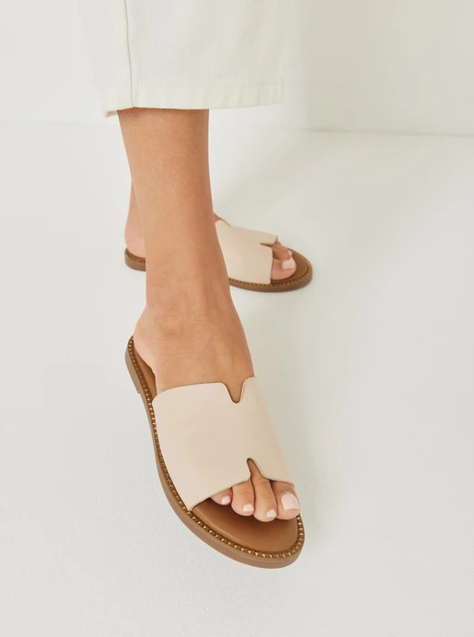 Tamaris Lederpantolette beige (Damen)