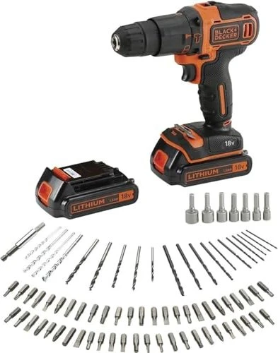 Black&Decker BDCHD18BAFC Akku-Schlagbohrschrauber inkl. Koffer + 2 Akkus 1.5Ah + Zubehör