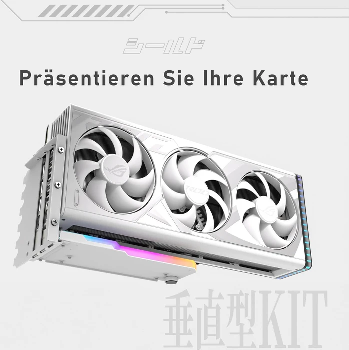 EZDIY-FAB Vertical GPU Mount, Riser Card Cable, mit vertikaler Grafikkarten-Halterung, ARGB, gewinkelt, PCIe 4.0, 115mm, weiß