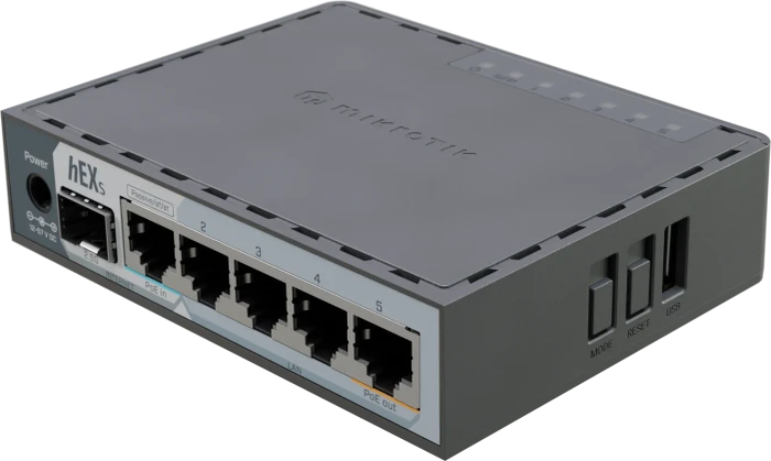 MikroTik RouterBOARD hEX S 2025 Gigabit Router, 5x RJ-45, 1x SFP, PoE