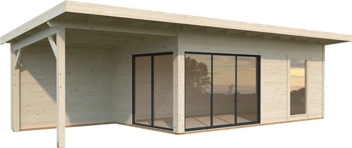 Palmako Andrea 17.1m²+7.9m² Slide Plus Gartenhaus transparent tauchgrundiert