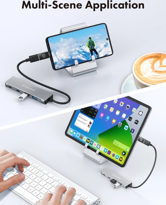 Graugear G-HUB2A2C-AC, USB-Hub, 2x USB-C 3.0, 2x USB-A 3.0, USB-A/USB-C 3.0 [Stecker]
