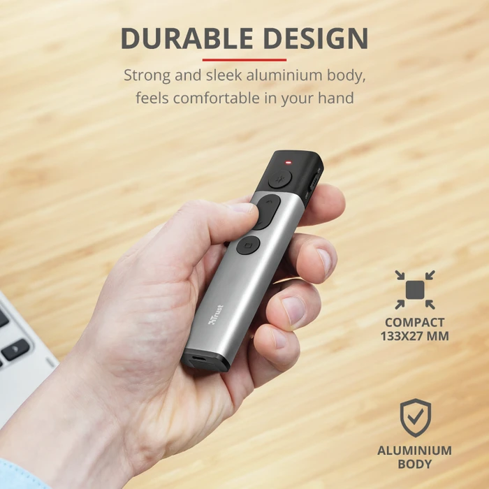 Trust Kazun Aluminium Wireless Presenter schwarz/grau, USB-A