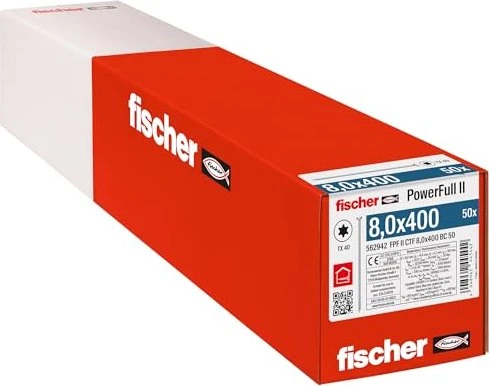 fischer PowerFull FPFII CTF 8.0x400 BC 50 Vollgewindeschraube, 8x400mm, 50 Stück