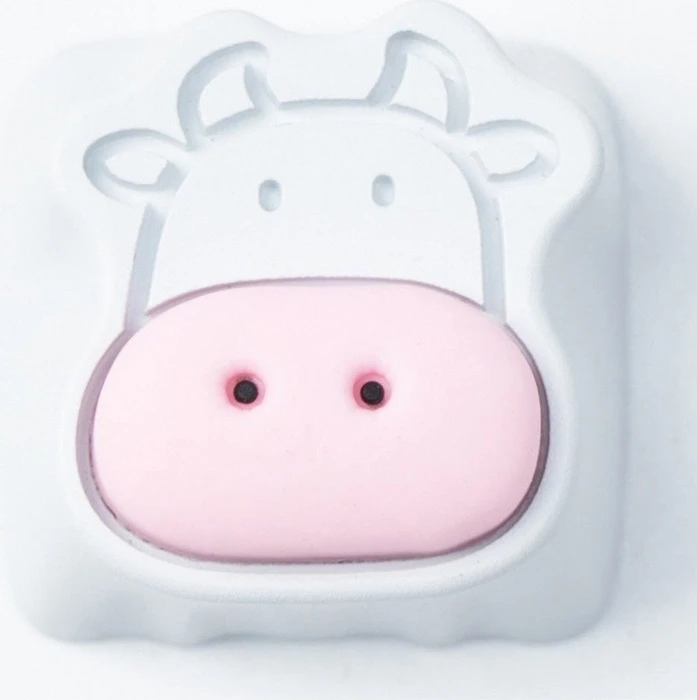 Keychron Cute Cows Alu Alloy Artisan Keycap, Silikon, Aluminium, rosa/weiß, 1 Taste