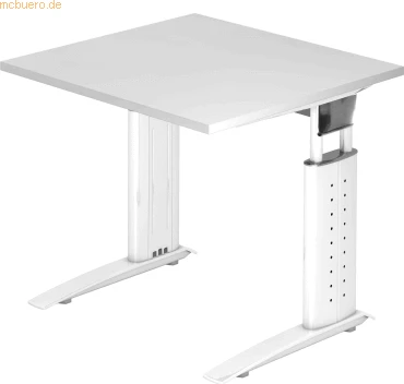Hammerbacher Ergonomic Plus U-Serie US08/W/W Schreibtisch 80x80cm weiß/weiß