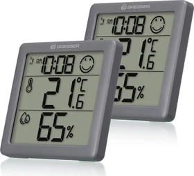 Bresser Climate Smile Thermo-Hygrometer grau, digital, 2 Stück