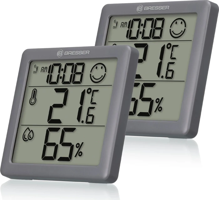 Bresser Climate Smile Thermo-Hygrometer grau, digital, 2 Stück
