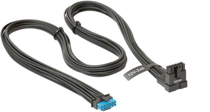 Seasonic 12V-2x6 Kabel, natives 12V-2x6 Kabel, 1x 16-Pin PCIe 5.1 Stecker auf 16-Pin PCIe 5.1 Stecker, schwarz, 90° gewinkelt, 70cm