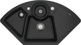 Villeroy & Boch Solo Eck Einbau Becken mittig mit Ablauffernbedienung pure black