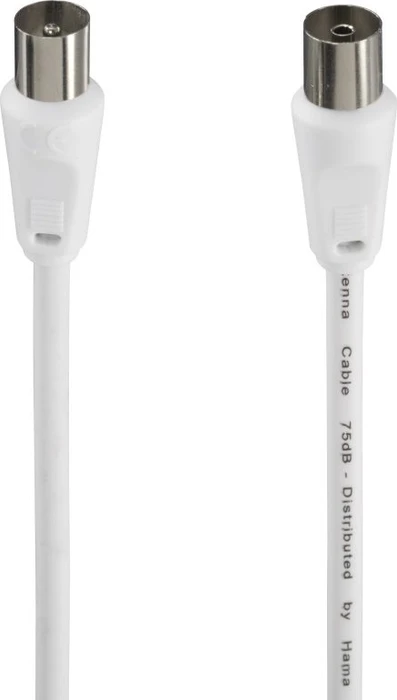 Hama Antennen-Kabel Koax-Stecker - Koax-Kupplung, 3m, 75dB, weiß