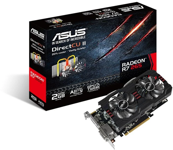 ASUS Radeon R7 265 DirectCU II, R7265-DC2-2GD5, 2GB GDDR5, 2x DVI, HDMI, DP