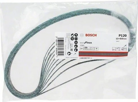 Bosch Professional Y580 Best for Inox Schleifband K120, 13x610mm, 10 Stück