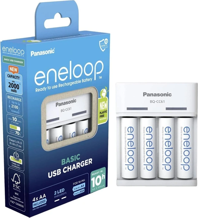 Panasonic eneloop Basic USB Charger BQ CC61 + 4x eneloop AA 1900mAh