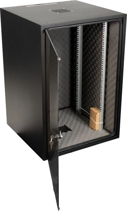 EFB Elektronik OFFICE 19" Netzwerkschrank 18HE, vormontiert, eigenbelüftet, Sicherheitsglastür, IP20, schallgedämmt, RAL 9005, 600mm tief