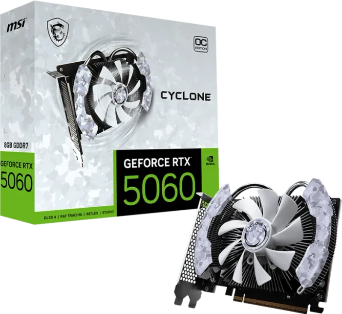 MSI GeForce RTX 5060 8G Cyclone OC, G5060-8CC, 8GB GDDR7, HDMI, 3x DP