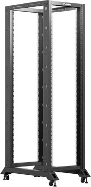 Lanberg Open Rack Series 19" Open Frame Rack 42HE, 4-Pfosten, mit Rollen, Flat Pack, tiefenverstellbar, 550-790mm, RAL 9004, 1000mm tief