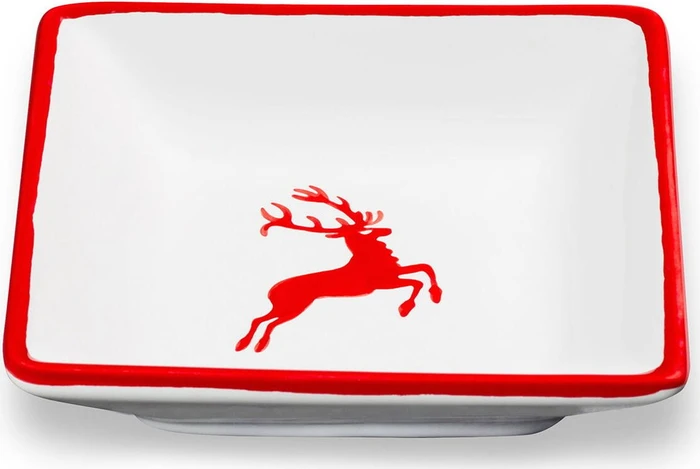 Gmundner Keramik Rubinroter Hirsch Snackschale 11x11cm