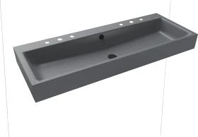 Kaldewei Puro Wand-Doppelwaschtisch 120x46cm mit Überlauf, 2x3 Hahnlochbohrung, Perl-Effekt, cool grey 70