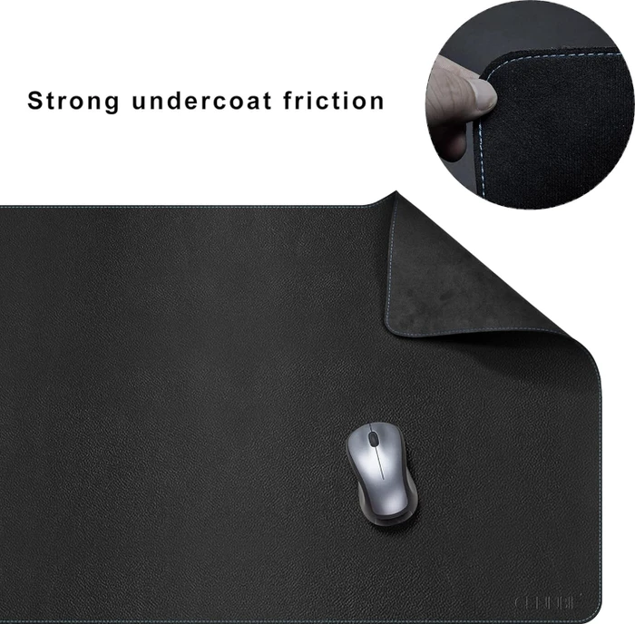 Cennbie Schreibtischunterlage Leder, Mauspad 4XL, 1500x600mm, schwarz