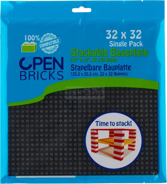 Open Bricks Stapelbare Bauplatte 32x32 Single Pack schwarz