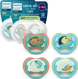 Philips Avent SCF087/27 Ultra Air Day & Night Beruhigungsschnuller, 6-18M, Silikon, 4 Stück