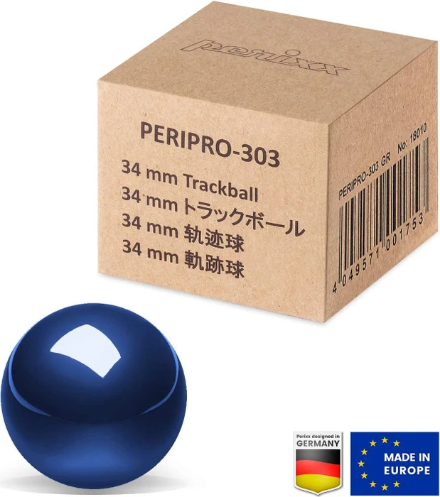 Perixx PERIPRO-303GB 34mm für Perimice und Logitech M570, Ersatz-Trackball, blau