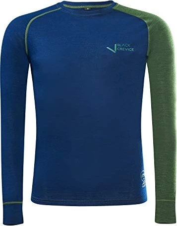 Black Crevice Merino Funktionsshirt langarm steel blue/forest green (Herren)