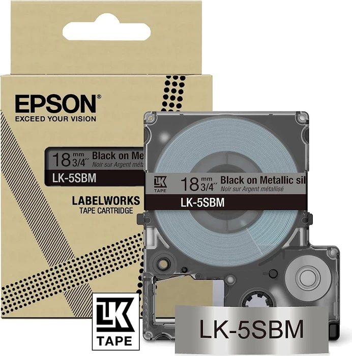 Epson LK-5SBM Beschriftungsband, 18mm, schwarz/silber