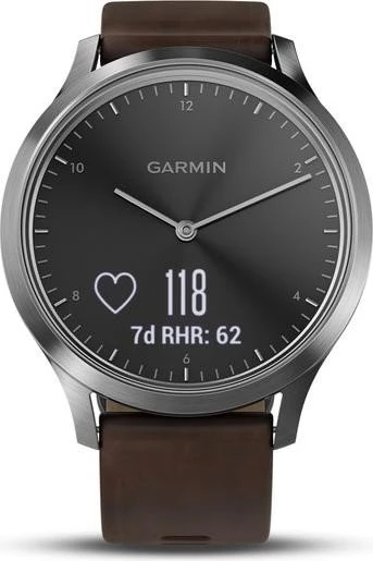 Garmin vivomove HR Premium Aktivitäts-Tracker silber/braun