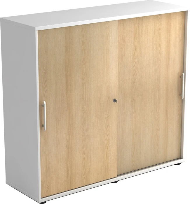 Hammerbacher Schiebetürenschrank 3OH V1753S, Relinggriff, weiß/eiche, Aktenschrank