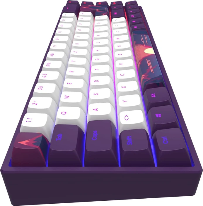 Dark Project 68 Sunrise Gaming Keyboard, weiß/violett, LEDs RGB, g3ms Sapphire, USB, DE