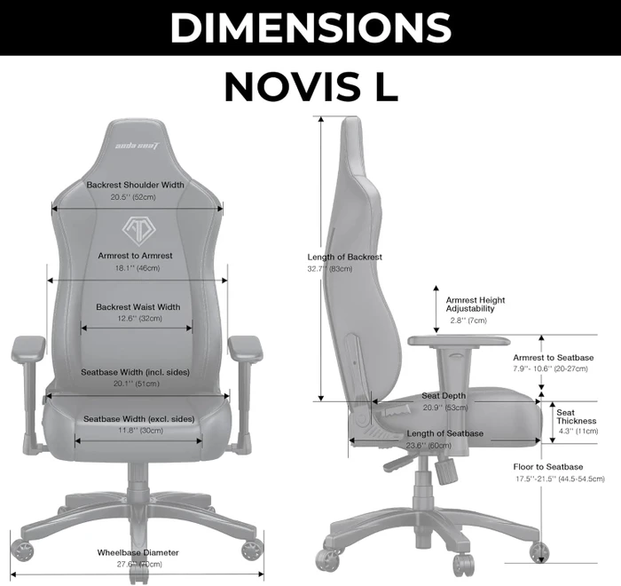 Anda Seat Novis Max Gamingstuhl, Size L, Kunstleder schwarz